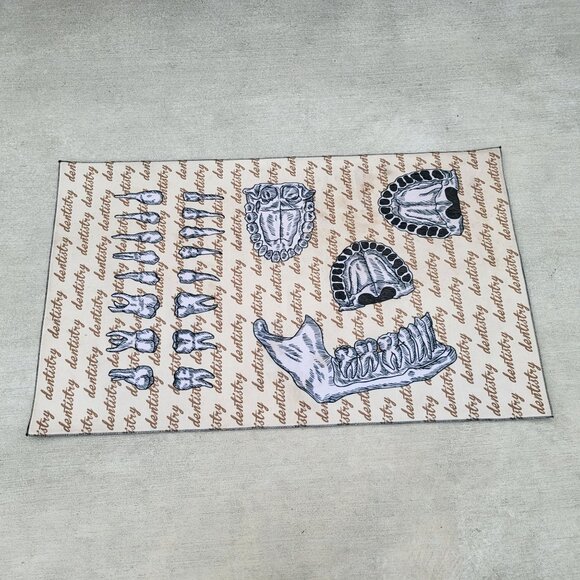 Vintage Tooth Chart Area Rug Dentist Mat - Picture 1 of 12